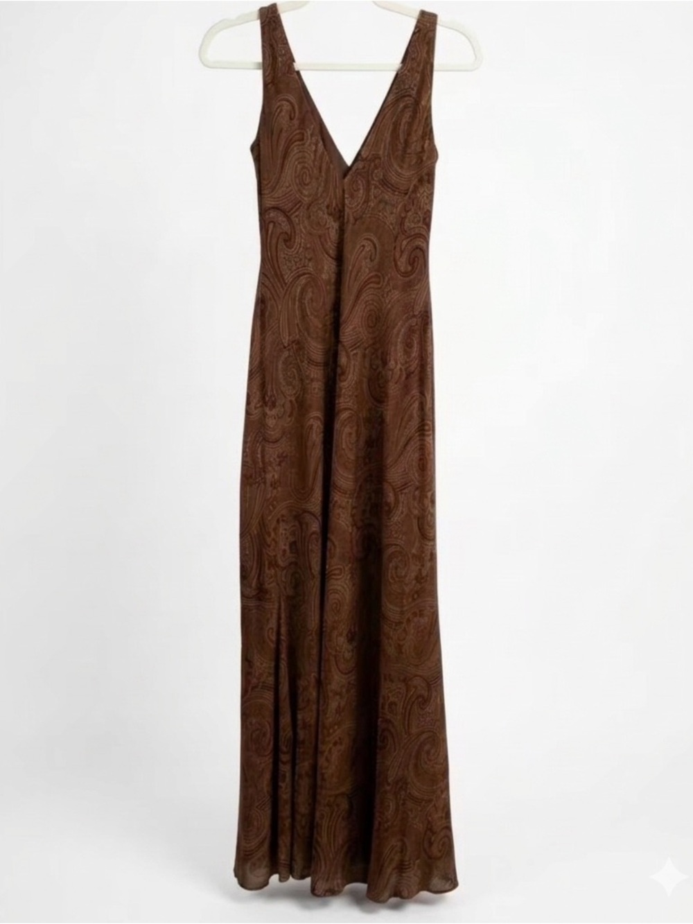 RALPH LAUREN PAISLEY DOUBLE V SILK SLIP MAXI TANK DRESS western chic y2k